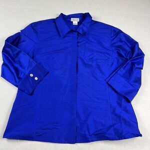 Betu Silk Blouse Blue 3/4 Sleeve Lightweight Formal Casual Shirt Size 12 FLAW